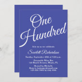 100台本ラベンダーパープル100誕生日 招待状 (正面/裏面)