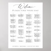 100名のゲスト用のアルファベット順の座席表 ポスター (正面)