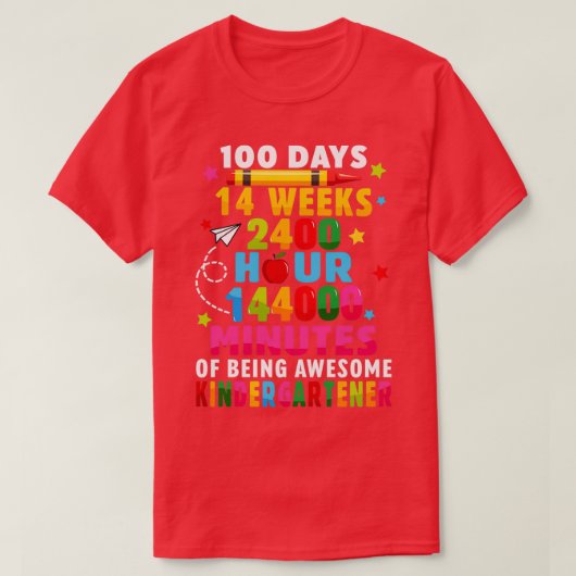 100名の日が楽しい幼稚園100日目 Tシャツ (デザイン正面)