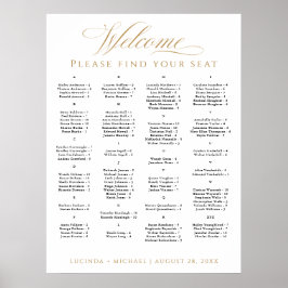 100名エレガントのゲスト用アルファベットの座席表 ポスター