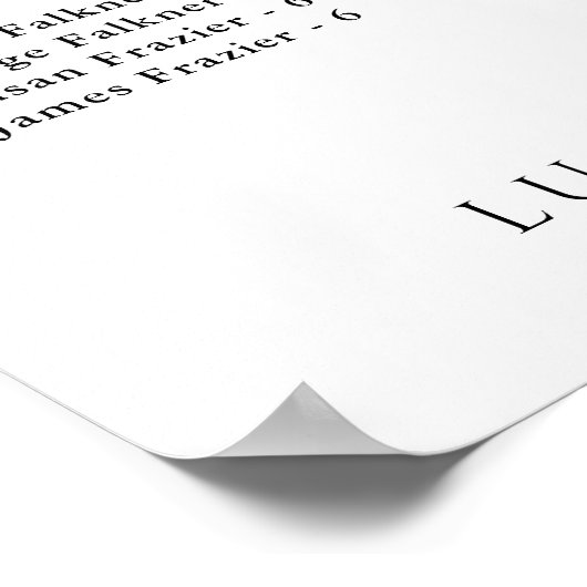 100名エレガントのゲスト用アルファベットの座席表 ポスター (角)