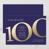 100周年ビジネス セーブ・ザ・デート 招待状 (正面/裏面)