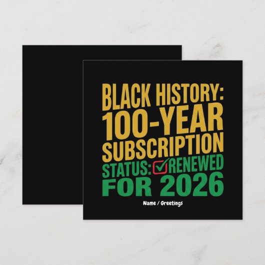 100周年ブラックヒストリー購読ステータス更新 招待状 (正面/裏面)