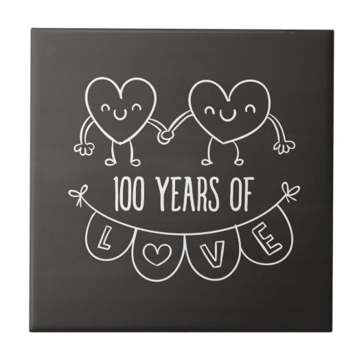 100周年記念ギフトチョークハート タイル (正面)