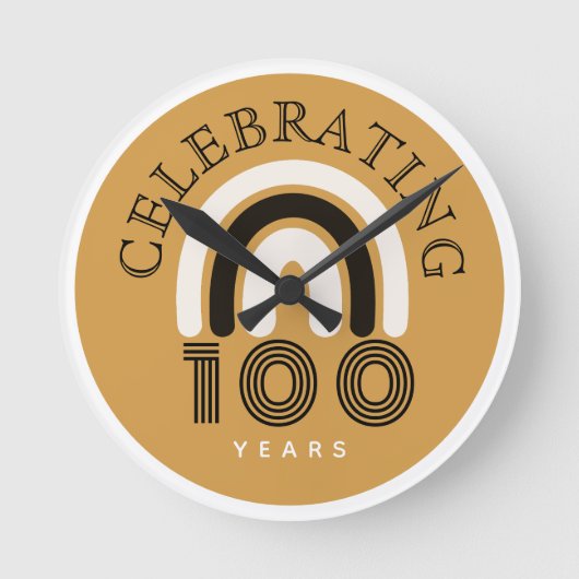 100周年記念モダンデザイン ラウンド壁時計 (正面)