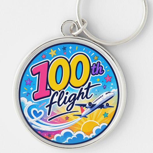 100回目のフライト カラフルな飛行機 旅行のお土産 キーホルダー (正面)
