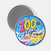 100回目のフライト カラフルな飛行機 旅行のお土産 マグネット (正面/裏面)