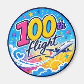 100回目のフライト カラフルな飛行機 旅行のお土産 マグネット (正面)