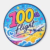 100回目のフライト カラフルな飛行機 旅行のお土産 マグネット (正面)