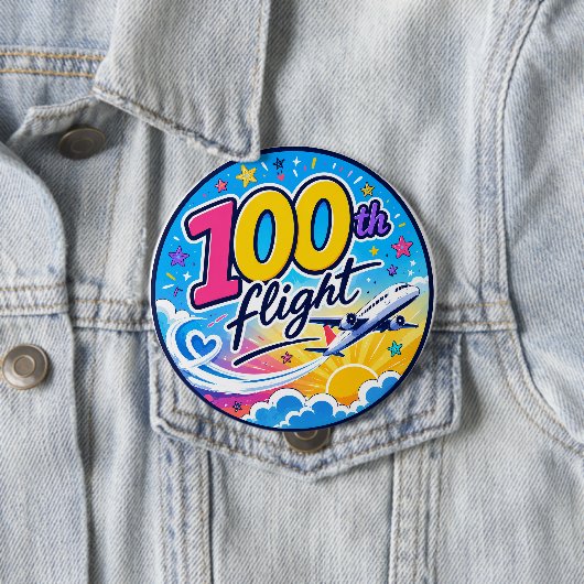 100回目のフライト カラフルな飛行機 旅行のお土産 缶バッジ (インサイチュ)