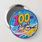 100回目のフライト カラフルな飛行機 旅行のお土産 缶バッジ (正面&裏面)