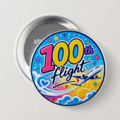 100回目のフライト カラフルな飛行機 旅行のお土産 缶バッジ (正面&裏面)