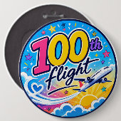 100回目のフライト カラフルな飛行機 旅行のお土産 缶バッジ (正面&裏面)