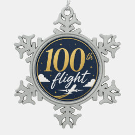 100回目のフライト ゴールド飛行機 旅行のお土産 スノーフレークピューターオーナメント