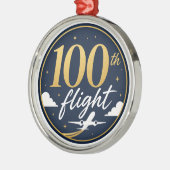 100回目のフライト ゴールド飛行機 旅行のお土産 メタルオーナメント (左)