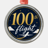 100回目のフライト ゴールド飛行機 旅行のお土産 メタルオーナメント (正面)