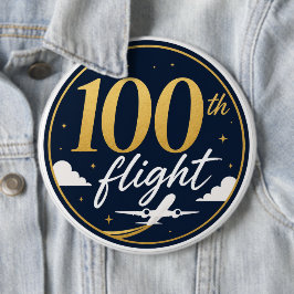 100回目のフライト ゴールド飛行機 旅行のお土産 缶バッジ