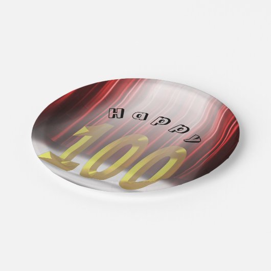 100回目の誕生日パーティーがスポットライトで開かれる ペーパープレート (アングル)