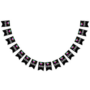 100回誕生日パーティー風船 バンティングフラッグ