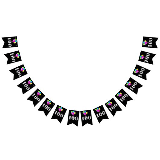 100回誕生日パーティー風船 バンティングフラッグ (全)