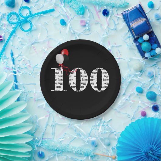 100回誕生日パーティー風船 ペーパープレート (パーティー)