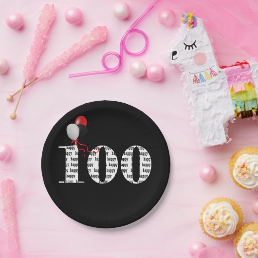 100回誕生日パーティー風船 ペーパープレート (パーティー)