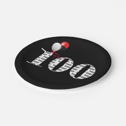 100回誕生日パーティー風船 ペーパープレート (アングル)