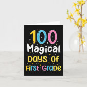 100学校の1年生100日目の魔法の日 カード (黄色い花)