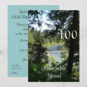 100年の思い出に残る誕生日・湖の景色 招待状 (正面/裏面)