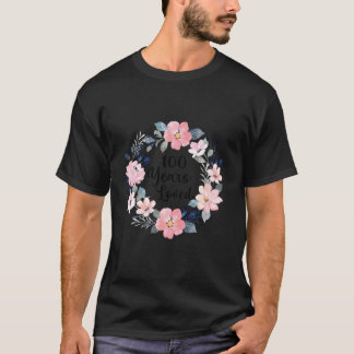 100年の愛 100歳の誕生日 フローラル 100歳 Tシャツ