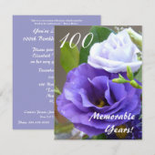 100年の記念すべき誕生日！- 誕生日お祝い 招待状 (正面/裏面)