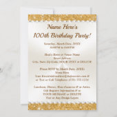 100年の誕生日招待状、ラブリーパーソナライズされた 招待状 (裏面)