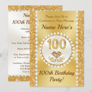 100年の誕生日招待状、ラブリーパーソナライズされた 招待状