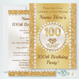 100年の誕生日招待状、ラブリーパーソナライズされた 招待状
