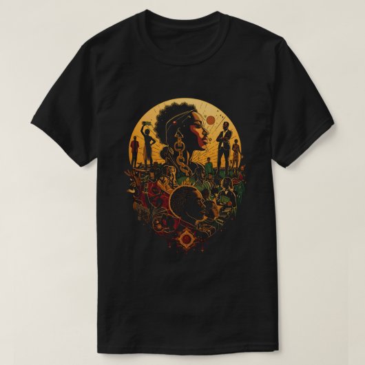 100年の黒人の歴史 - 過去 現在 未来 T Tシャツ (デザイン正面)
