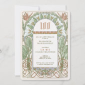 100年エレガントお祝いアールヌーボーミュシャ 招待状 (正面)