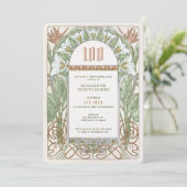 100年エレガントお祝いアールヌーボーミュシャ 招待状 (スタンド正面)