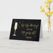 100年オールド誕生日シャンパン金ゴールドグリッター カード (黄色い花)