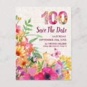 100年フラワーズフローラリネン100誕生日 案内ポストカード (正面)