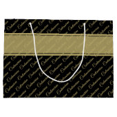 100年ブラック/金ゴールドタイポグラフィパターン – 100th ラージペーパーバッグ (裏面)