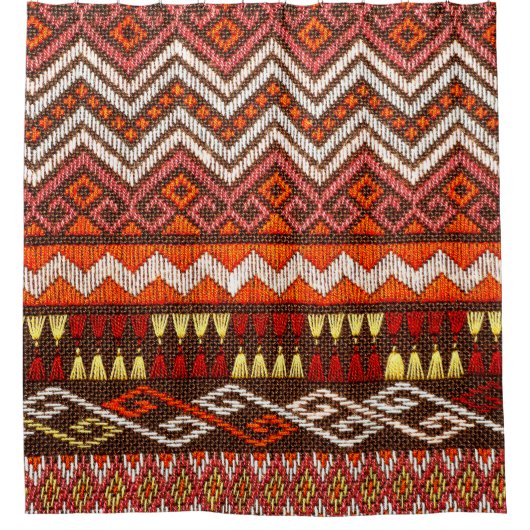 100年以上前のタイのカラフル・ハンドクラフト・ペ シャワーカーテン (正面)