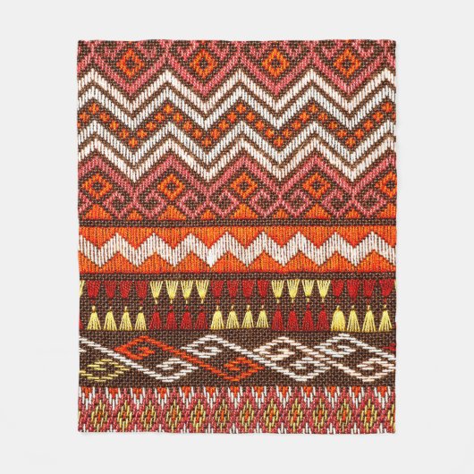 100年以上前のタイのカラフル・ハンドクラフト・ペ フリースブランケット (正面)