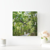 100年公園の森の道の日光 スクエア壁時計 (ホーム)