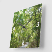 100年公園の森の道の日光 スクエア壁時計 (傾斜)