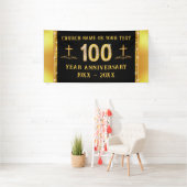 100年教会の記念日テーマ、ブラックと金ゴールド 横断幕 (インサイチュ)