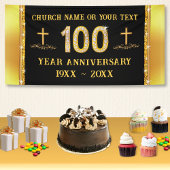 100年教会の記念日テーマ、ブラックと金ゴールド 横断幕