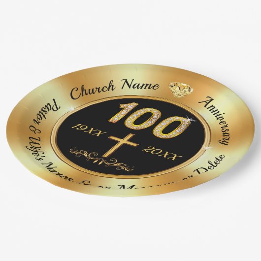 100年教会記念日パーティーアイディア100th ペーパープレート (アングル)