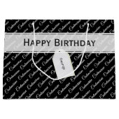 100年版白黒タイポグラフィパターン – 100日 ラージペーパーバッグ (正面)