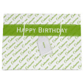 100年生緑/白タイポグラフィパターン – 100th ラージペーパーバッグ (正面)