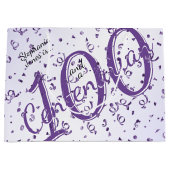 100年100年の紫/白タイポグラフィ ラージペーパーバッグ (正面)